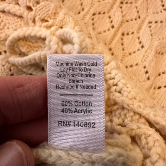 Marine Layer Women's Cream Manzanita Crochet Fringe Sweater Size XL Tie Waist - Picture 5 of 5